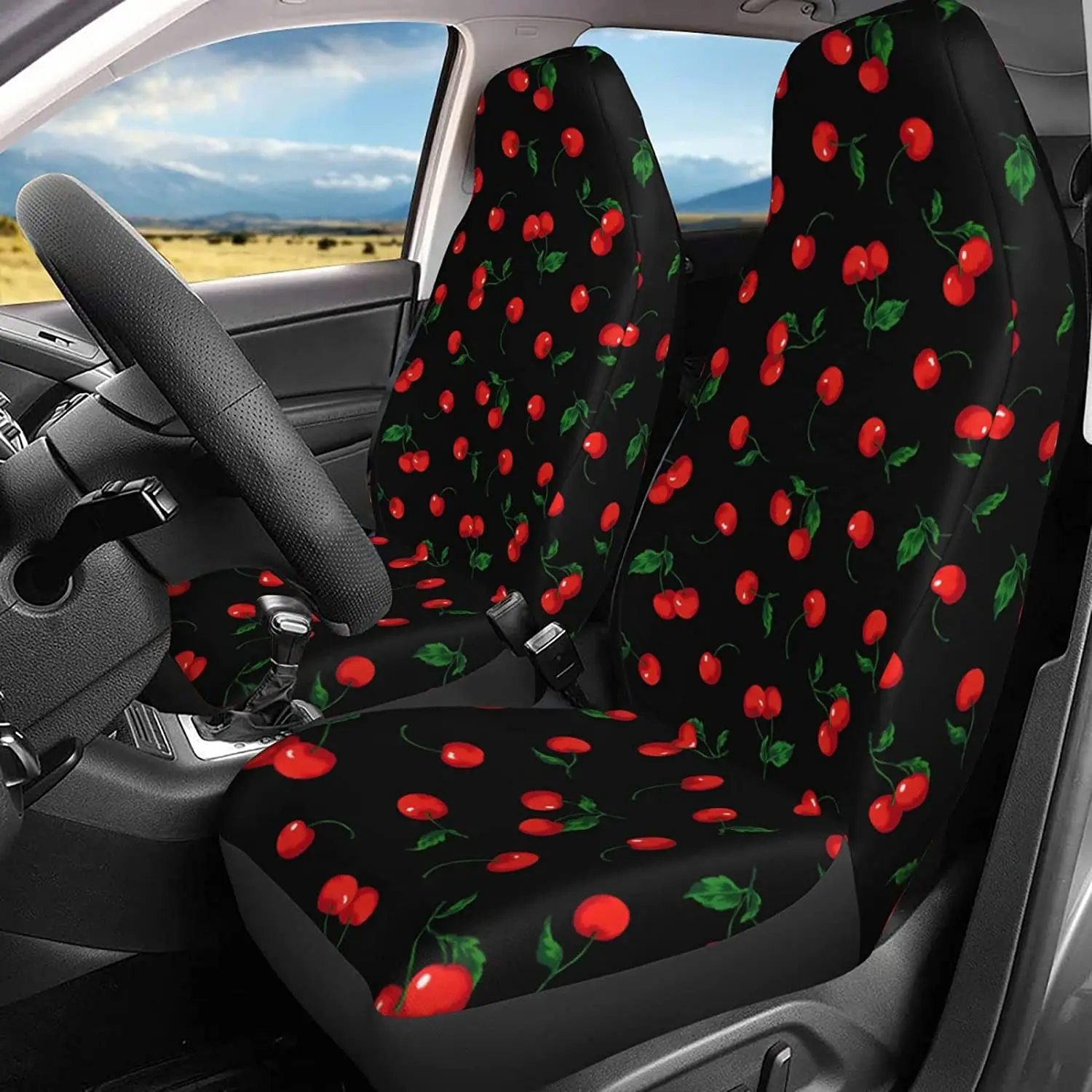 Cherry Car Seat Covers Set Vehicle Front Seat Protector Auto Interior Accessories Protetors Car Mat Covers Universal 2 Pcs