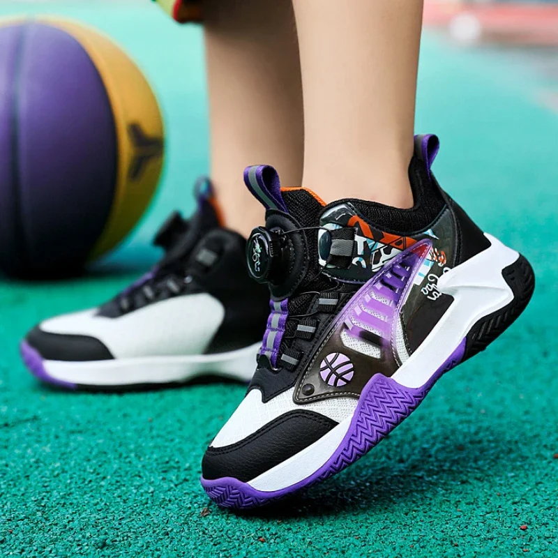 Scarpe da basket per bambini Scarpe da tennis per sport all'aria aperta Scarpe da ginnastica da palestra per ragazzi Ruota la sneaker da corsa leggera con pulsante Scarpe da ballo per bambini traspiranti