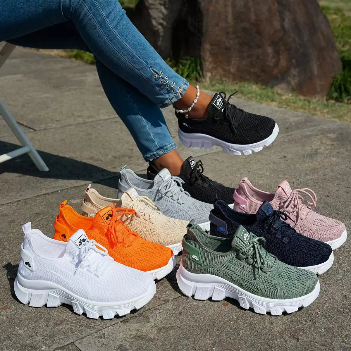 

2025 High Breathable Mesh Women's Shoes Fashion Women's Shoes Light Thick Soled Daddy Large Women's Shoes White sneakers