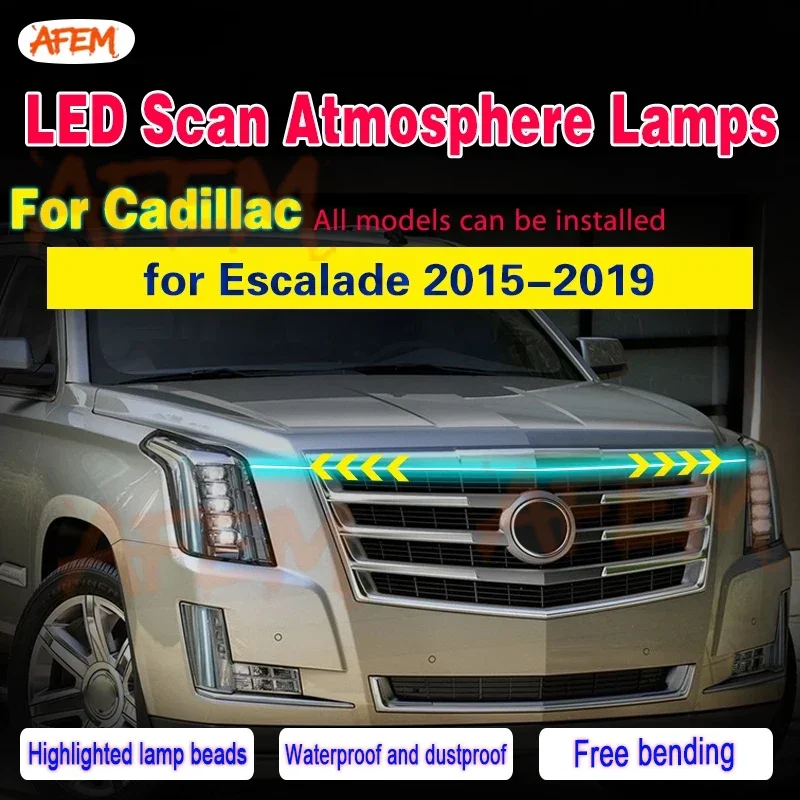 LED Daytime Running Light For Cadillac Escalade 2015-2019 Car Hood Decorative Lights DRL With Start Scan Auto Headlight Strip