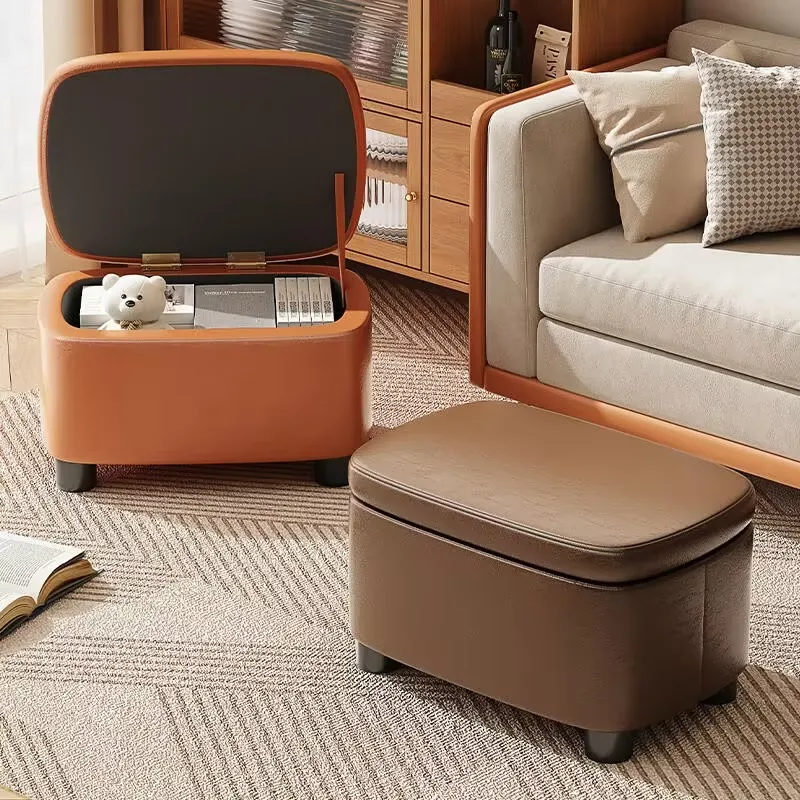 

Ottomans Comfortable Sofa Leather Stool Living Room Sofa Doorway Wear Shoe Stool Can Storage Organizer Stool