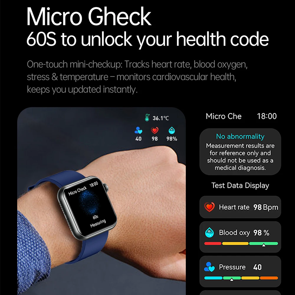 TK50 Bluetooth Calling Смарт-часы 1,72 "HD-экран Фитнес-трекер IP68 Водонепроницаемые умные часы с кровяным давлением и кислородом и пульсом