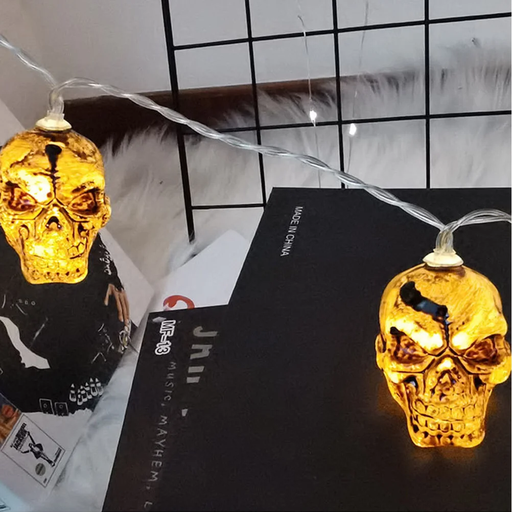 1 قطعة أضواء سلسلة الجمجمة الإبداعية هالوين LED ديكور للحزب غرفة نوم ليلة المشهد مخيف الجمجمة رئيس سلسلة مصابيح توفير الطاقة #1