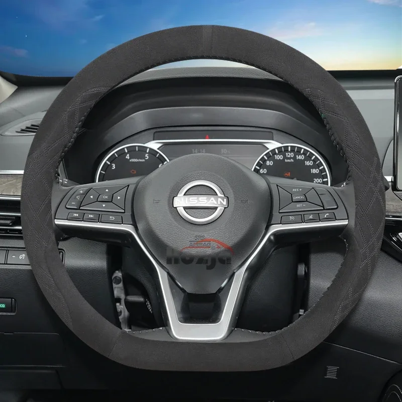 

D-type Suede Leather Car Steering Wheel Cover for Nissan Ariya 2024 2025 Sentra 2020-2025 Juke N-Sport 2020-2024 Accessories