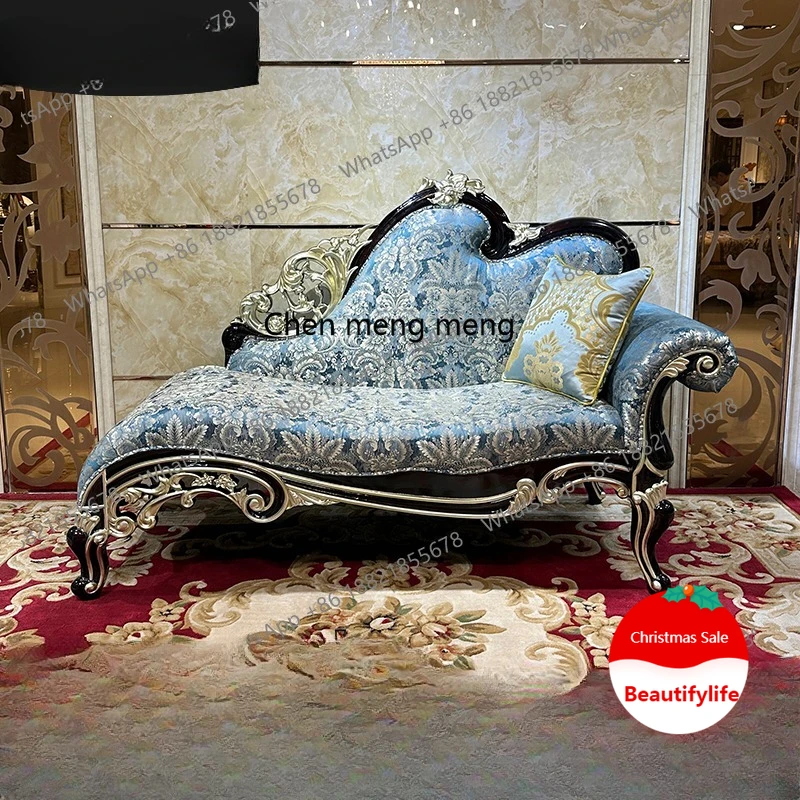 

Французский роскошный европейский диван для спальни из цельного дерева, красивый диван для гостиной, шезлонг, тканевый диван с одним ирисками