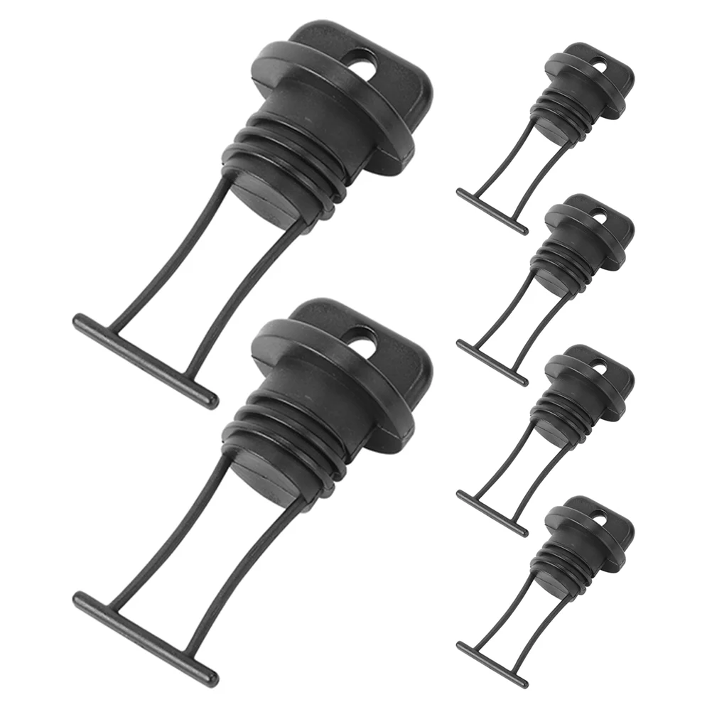 

6pcs Boat Drain Accessories Black Plastic Kayak Canoe Drainage Replacement Parts Thread Stopper Kit Scupper Plugs Boat