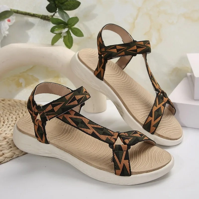 Damessandalen 2024, zomer, luipaardprint, mode, buitenstrandslippers, trendy platte, casual sandalen, lichtgewicht zapatos mujer