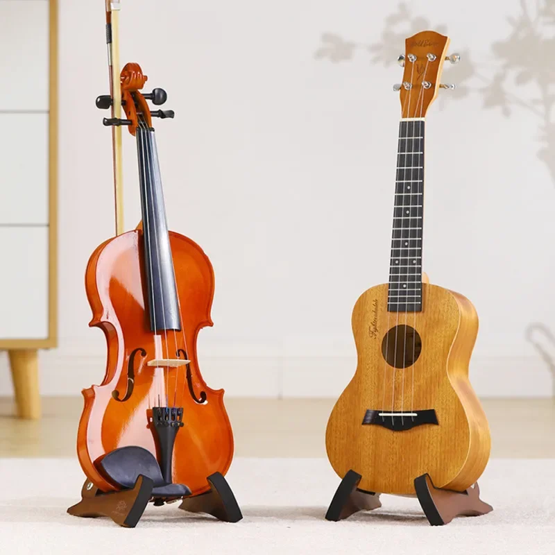 Solid Wood Folding Ukulele Storage Shelf Vertical Display Stand Non-Slip Violin Stand Simple and Portable