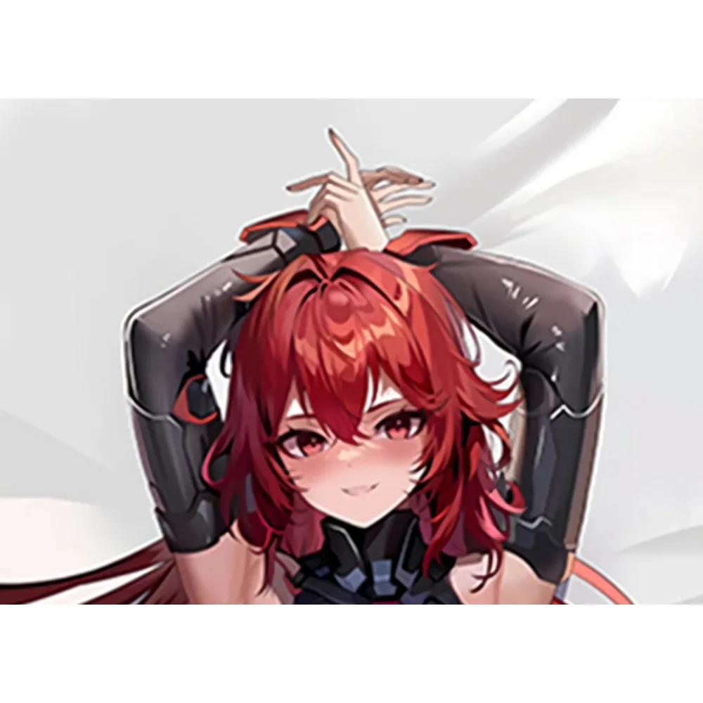 Anime Nihilister Dakimakura Pillow Cover Red Hair Red Eyes Black Arm Decor Dual Style Double Sided Printing