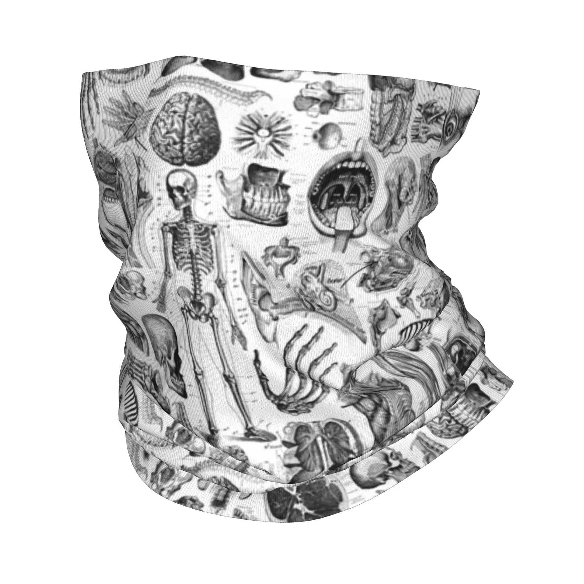 تشريح الإنسان الأبيض طباعة باندانا غطاء الرقبة المطبوعة التفاف وشاح متعدد الوظائف ركوب الدراجات وشاح ركوب للجنسين الكبار قابل للغسل