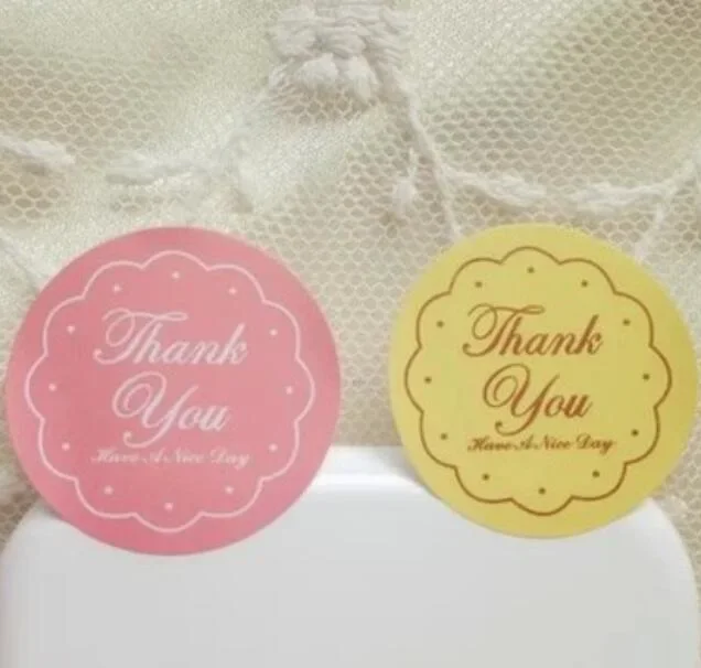 240pcs/pack Hot Sale Thank You Yellow Pink Baking DIY Work Round For Thanksgiving Days Gift Sealing Sticker