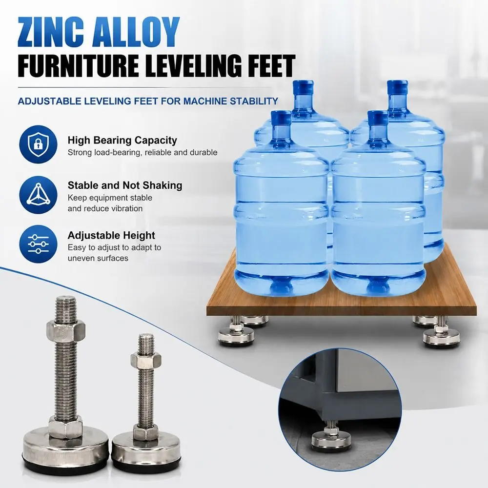 1Pcs M8 M10 M12 M14 Furniture Leveling Foot Rubber Seat 304 Stainless Steel Adjustable Leveling Foot Fixed Adjusting Anti Slip