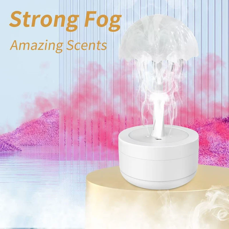 New Aromatherapy Jellyfish Humidifier Automatic Rotating Colorful Night Light Home Fog Humidifier Penetration