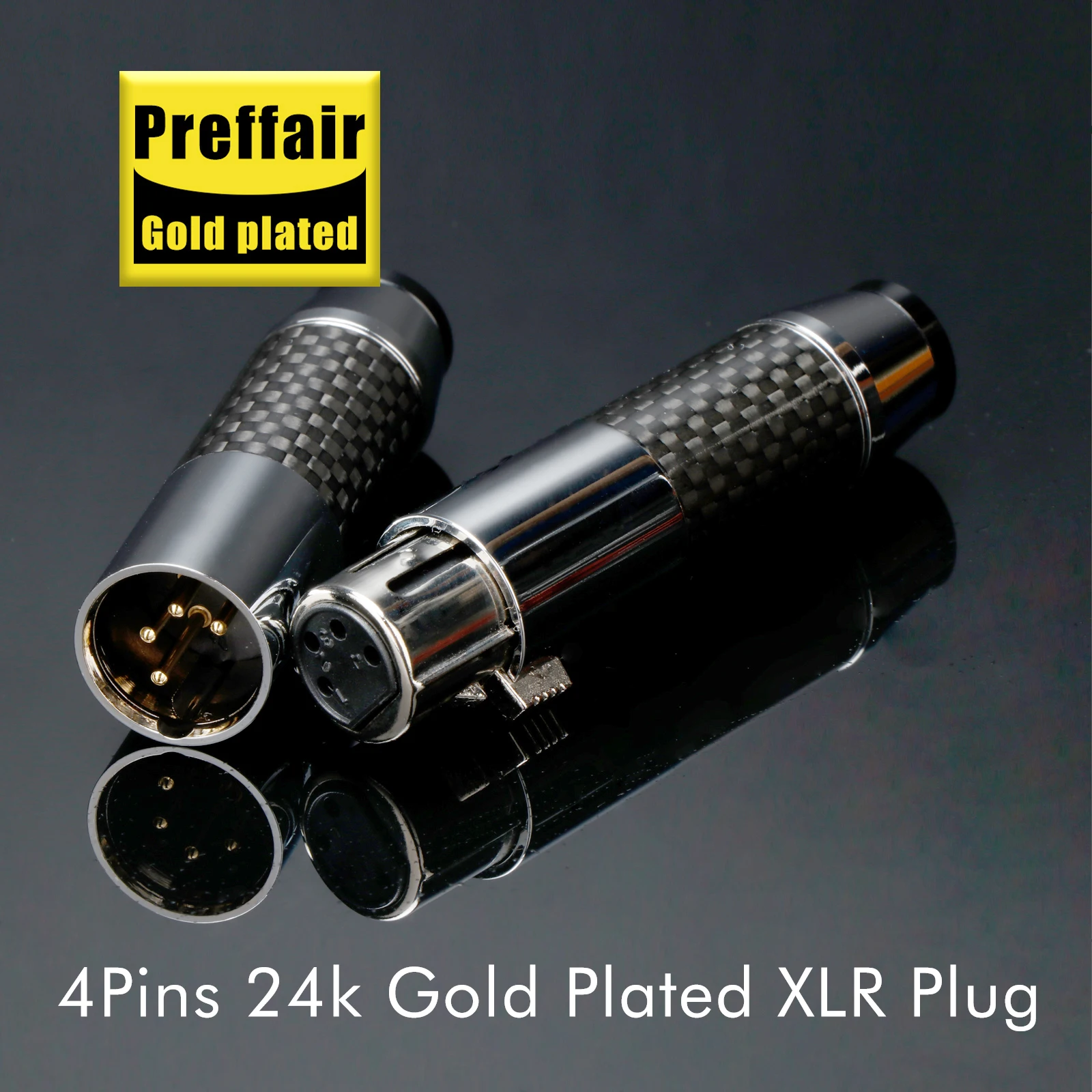 4pin XLR Connector Headphone XLR Adapter Carbon Fiber Audio XLR Professional Audio Microphone Line Plug For 11mm Cable DIY Cable