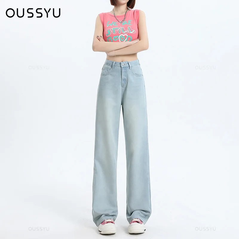 Summer High Quality Soft Lyocell Fabric Woman Jeans Thin Loose Straight High Waisted Pant Fashion Comfort Blue Casual Trousers