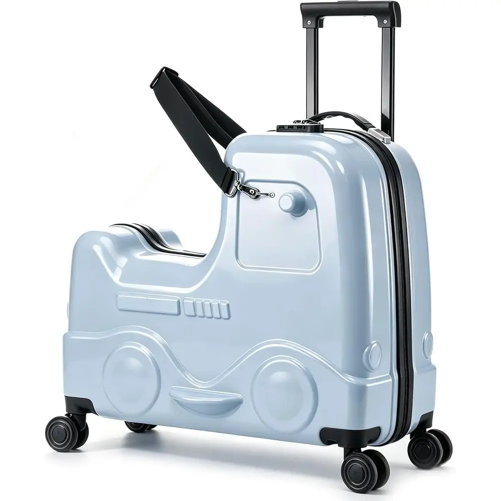 

22 Child & Teen Ride-On Suitcase with Seat, Spinner Wheels, Safety Belt, and Telescoping Handle for Ages 5-18