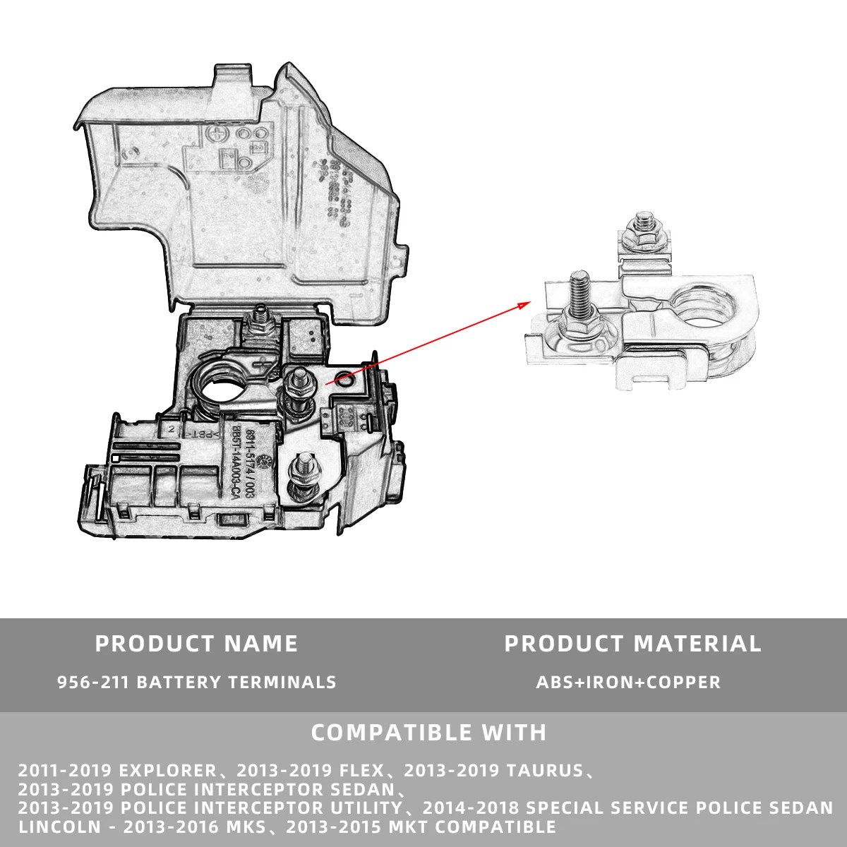 OEM DA8Z-14526-A interruttore automatico per auto 3.5L V6 terminale batteria per selezionare modelli Lincoln 13-18 Ford Taurus Explorer