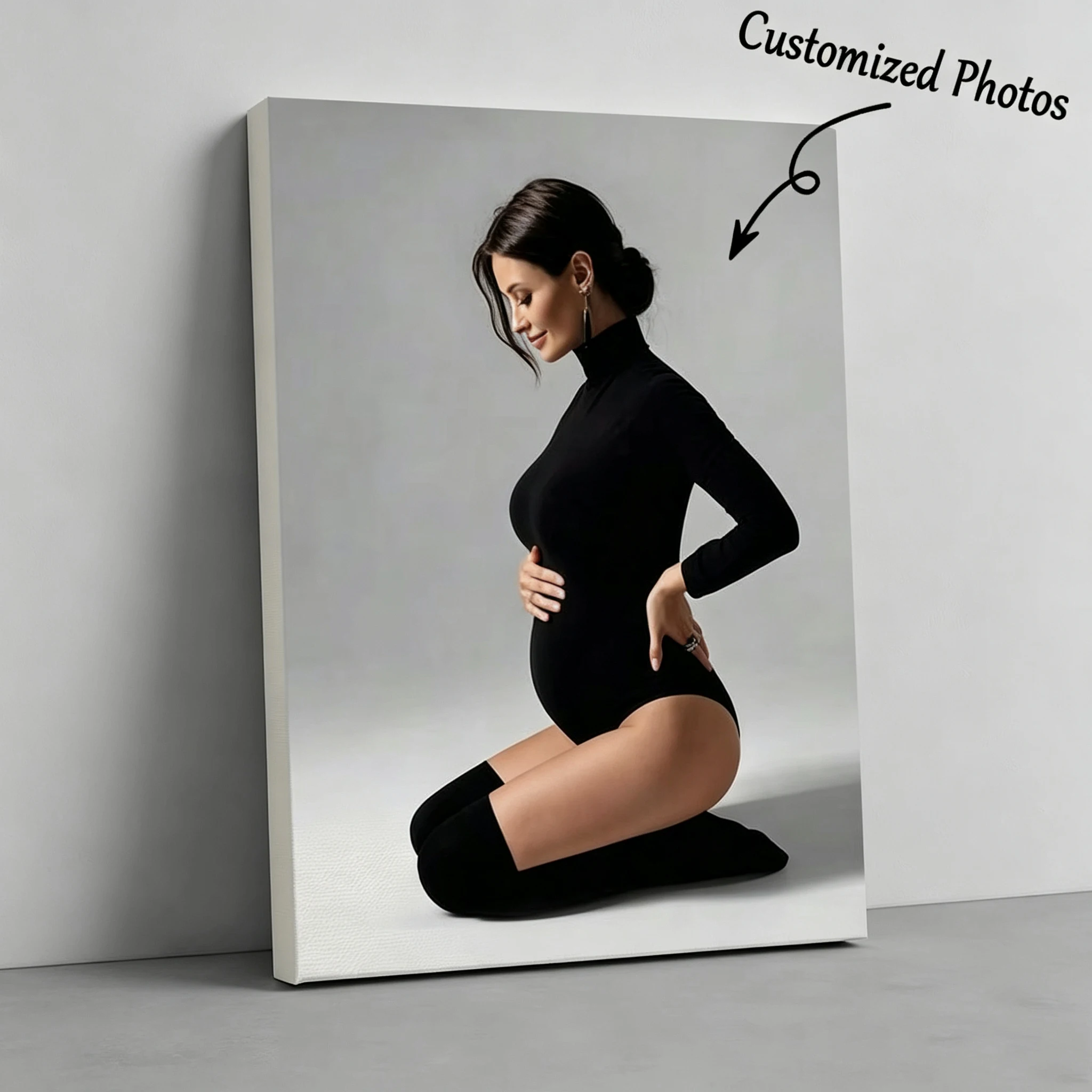 1PC Custom Photo Canvas Print Unframed Wall Art for Pregnant Women, Custom Poster for Nursery Decor & Maternity Gift