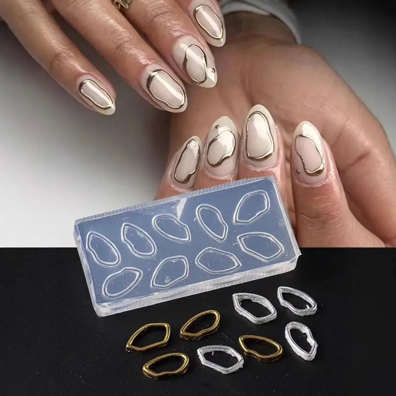 Nail Art Soft Silicone Mold Irregular Hollow Border Molds 3D Silicone DIY Nail Design Template Nail Accessories For Salon