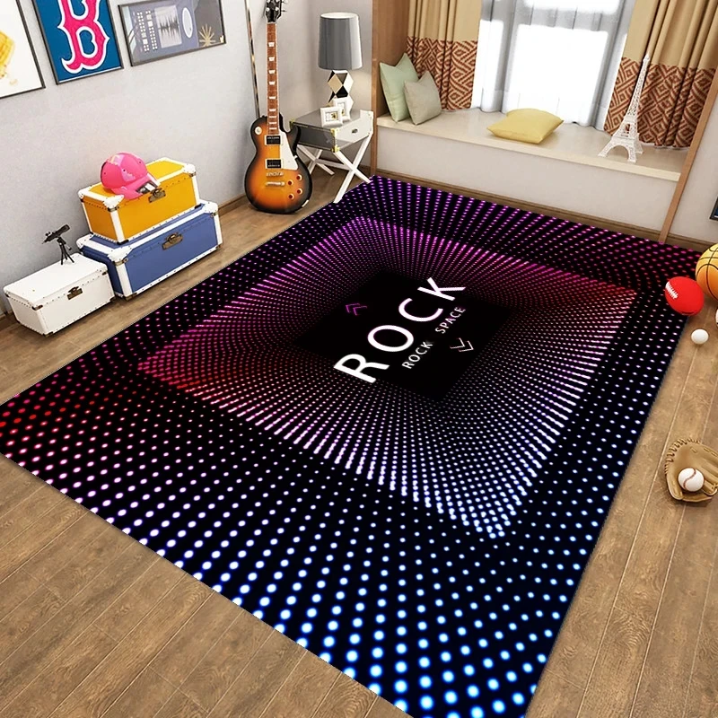 VIKAMA Modern Electronic Drums Crystal Velvet Household Non-slip Carpet Children's Living Room Coffee Table Stain-resistant Mat