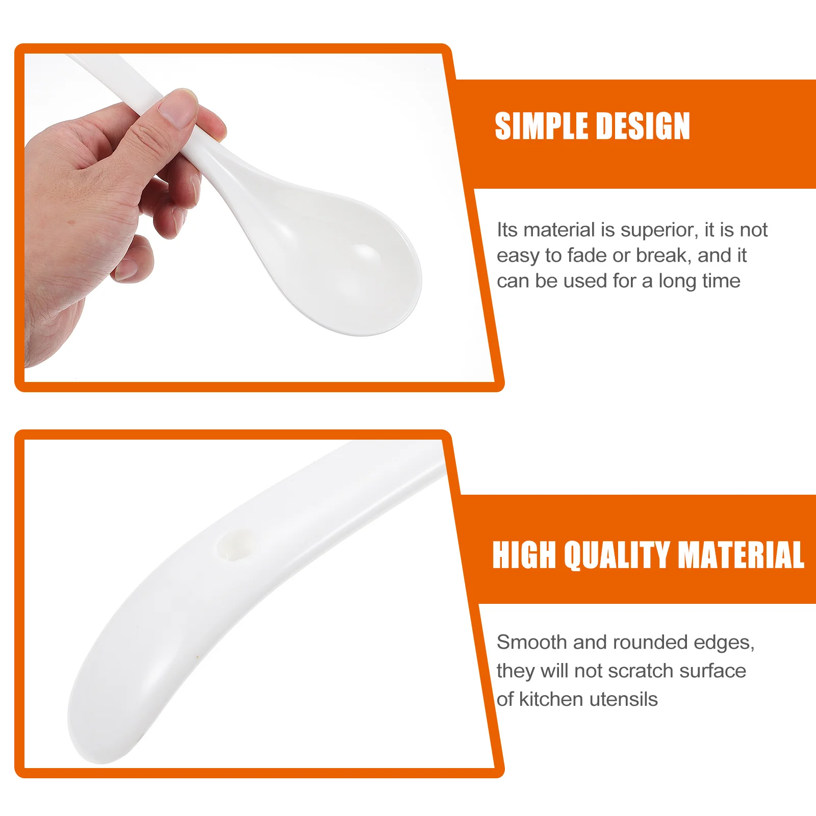 

6Pcs Ceramic Soup Spoons Simple Design for Home Kitchen Rice Porridge Eating Spoons Simple Style Ladles