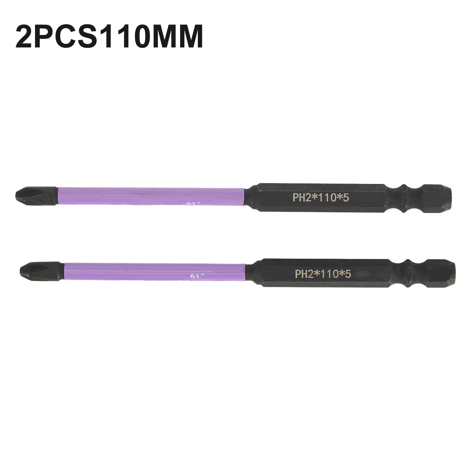 Hand Tools Screwdriver Bits Electric Screwdriver Alloy Steel Degree Drill Bits HRC61 Hex Magnetic PH2 Purple Rust Proof