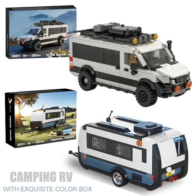 393-583PCS Stazione Carro Modello Building Blocks Campeggio RV SUV Auto Collegabile Viaggio Tailer Mattoni Giocattolo FAI DA TE Per I Bambini Regalo di Festa