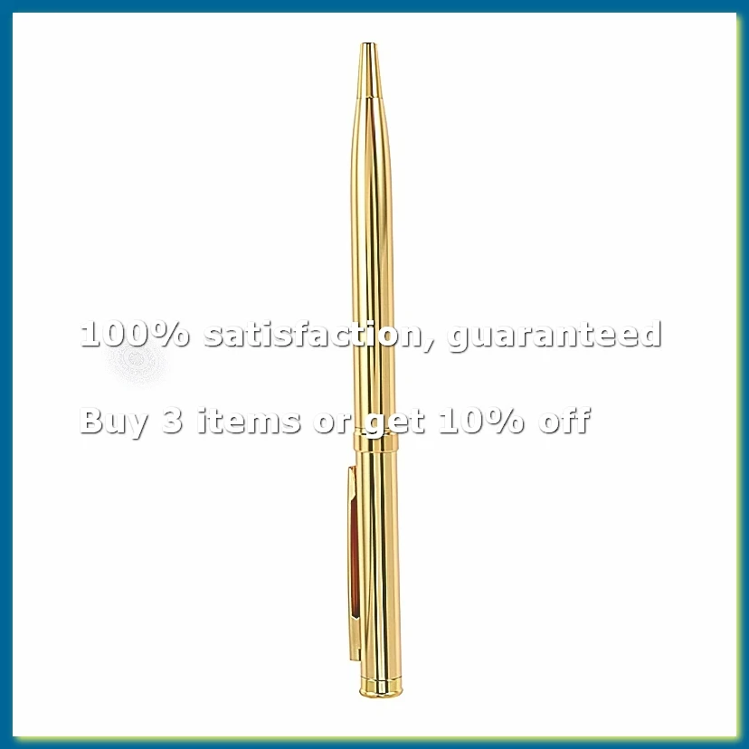 Metal Ballpoint Pen Stainless Steel Rotating Ball Pen for School Office Bright Writing Point 1.0mm (Golden)