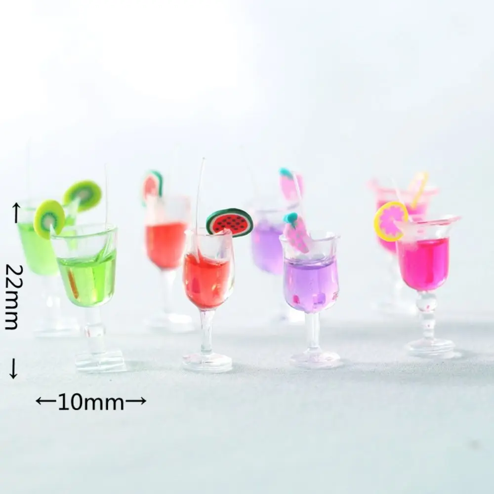 Trendy Colorful 1:12 Dollhouse Simulation Cocktail Glass Cup Fruit Fruit Juice Beverage Creative Dollhouse Accessories Girls