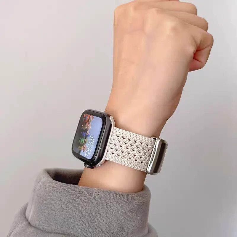 Magnetic Braided Band for Apple Watch Ultra 4/3/2 49 40 44 45 46 41 38mm Nylon Bracelet IWatch S12 11 10 9 SE3 Breathable Strap