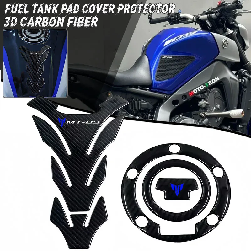 3D Carbon Fiber Motorcycle Fuel Tank Pad Cover Protector Decal Stickers For YAMAHA MT09 MT-09 mt09 MT-09 LOGO