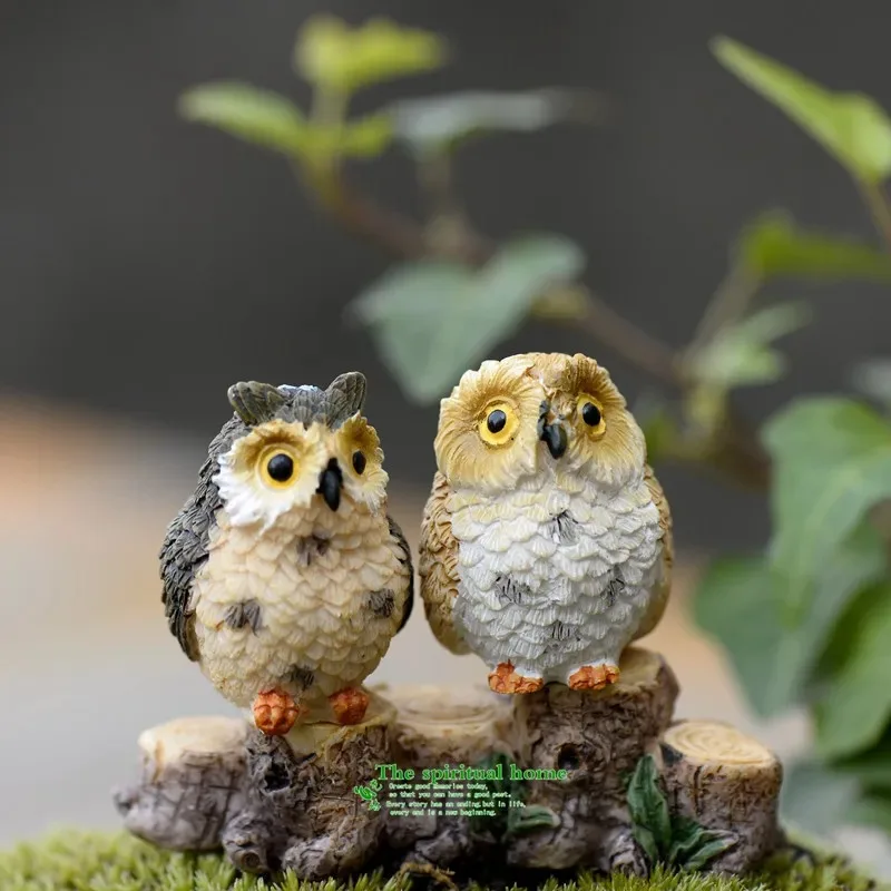 Miniature Owl Figurine for Moss Micro Landscape, Unique Resin Decorative Ornament Decorative Figurines Living Room Decoration