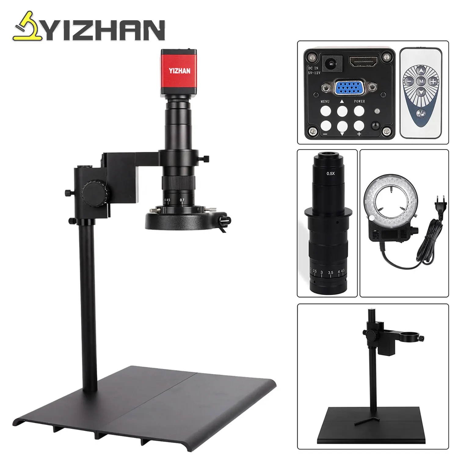 13MP Digital Microscope For Electronics 130X C Mount Lens HDMI VGA Industrial Digital Video Microscope Camera Soldering YIZHAN