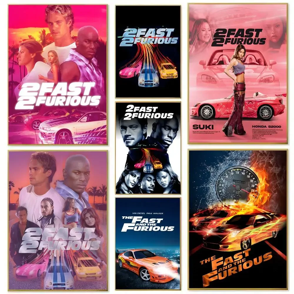2 F-Fast 2 Furious Movie Poster High-definition Art Sticker Self Adhesive Waterproof Home Decoration For Living Room