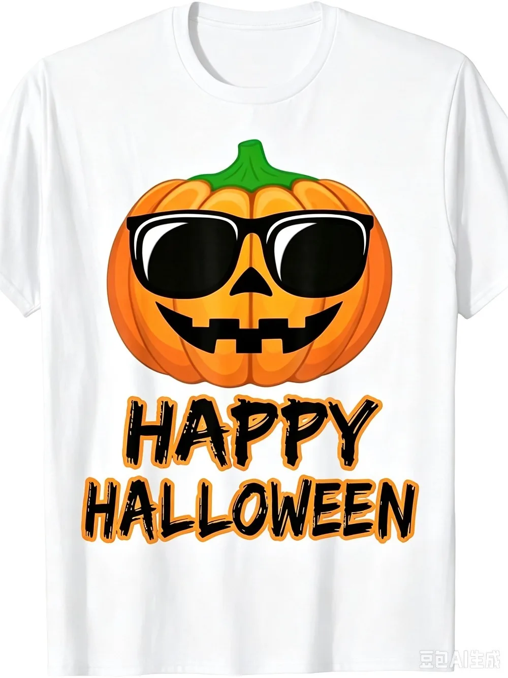Halloween Funny Pumpkin with Sunglasses Pattern 3D Printed Men T-shirt, Casual Comfortable Breath Quick-dry Suitable Outdoor Top
