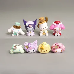 Sanrio Anime figurka 5Cm Desser Serie Hello Kitty moja melodia Kuromi garnitur figurki kolekcjonerskie Kawaii zabawki wysłać prezenty świąteczne