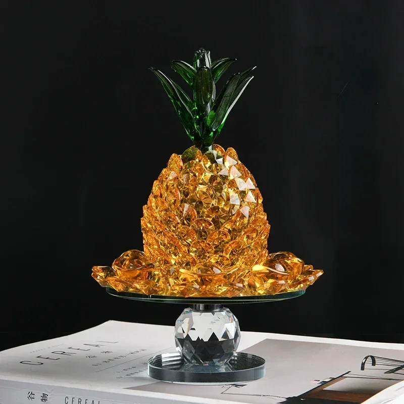 Creative Modern Crystal Pineapple Fruit Plate  Ornament Wine TV Cabinet Decoration Simulation Pineapple Crafts Offering Plate