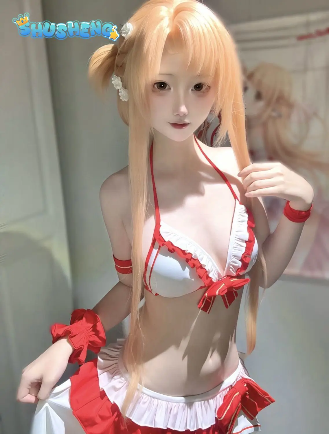 Yuuki Asuna Cosplay Costume Anime Sword Art Online Girl Sweet Swimsuit Halloween Party Beach Dress Yūki Asuna Uniform view 6
