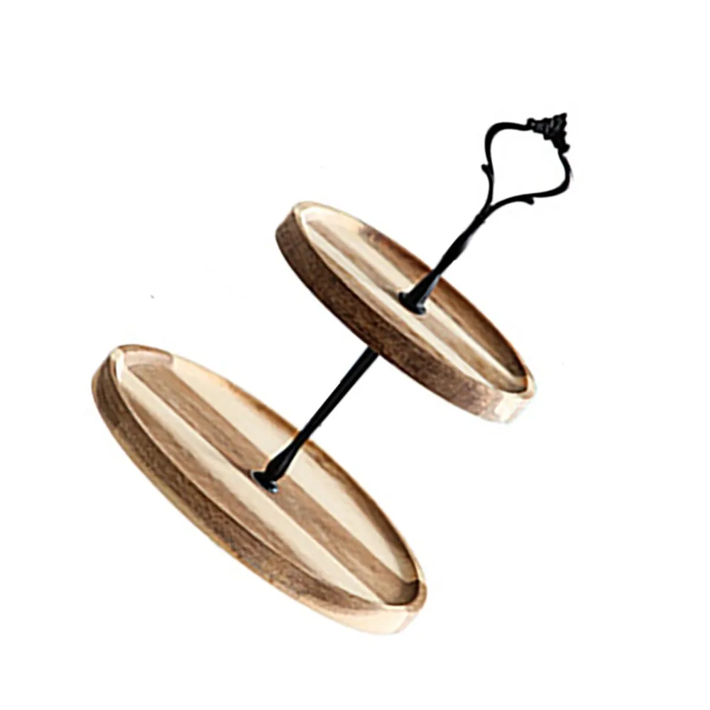 Solid Wood Serving Tray Detachable Multi Layer Frame Smooth Food Platter Stable Bracket Wood Grain Texture Storage Tray