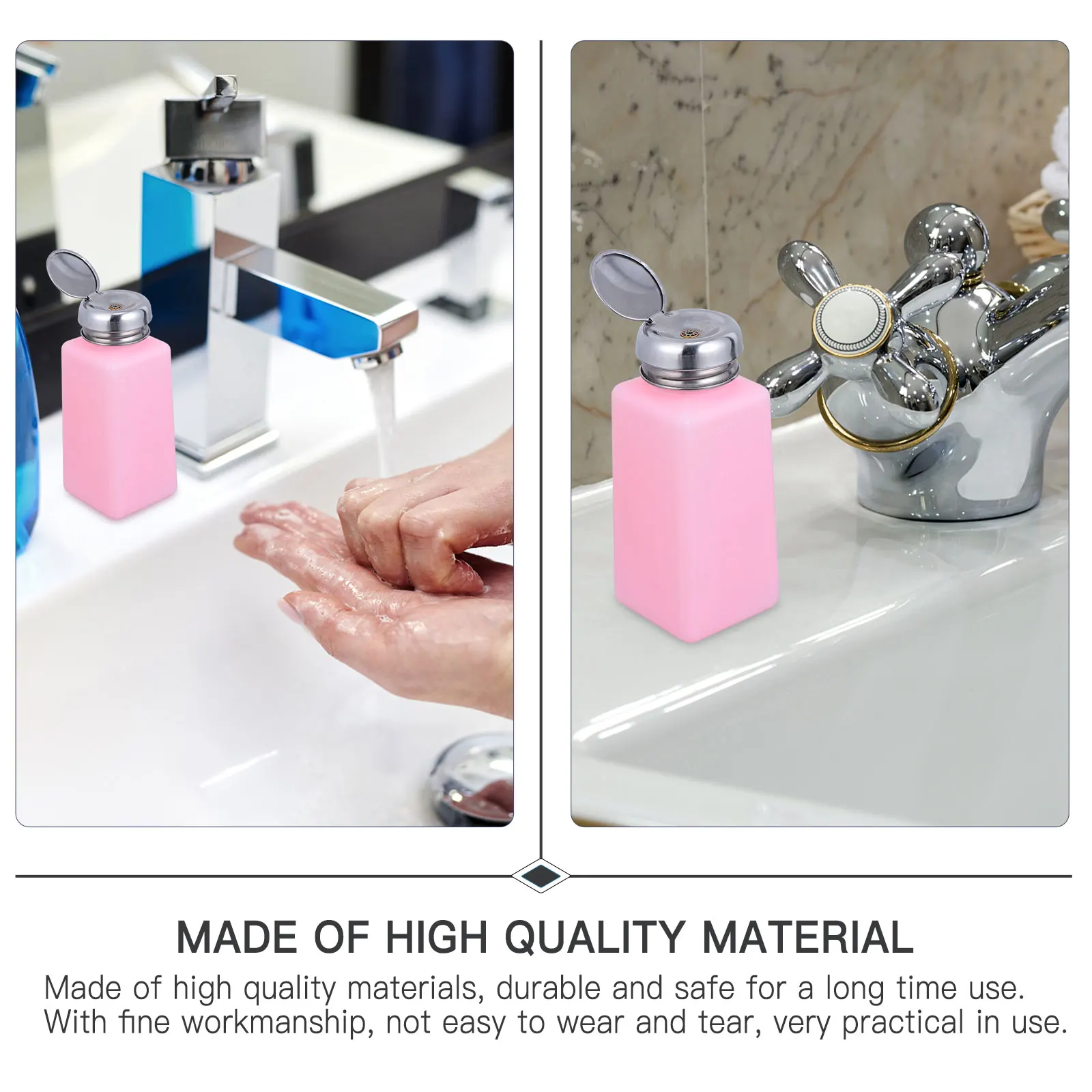 

2 Pcs Push Alcohol Bottle Liquid Press Makeup Remover Pump Empty Methanol Container Down