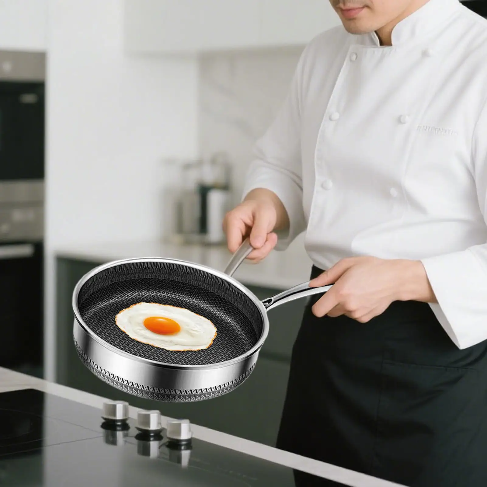 

Non Stick Skillet Stainless Steel Cooking Pan Kitchen Cookware For Steak Cooking Omelette Pancake Fish Stir-fry Baking Searing