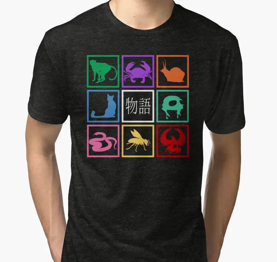 Monogatari nueva camiseta negra para hombre 2019 nuevo diseño de verano de manga corta para hombre Camisetas Hip Hop Cool Tees Tops camisa