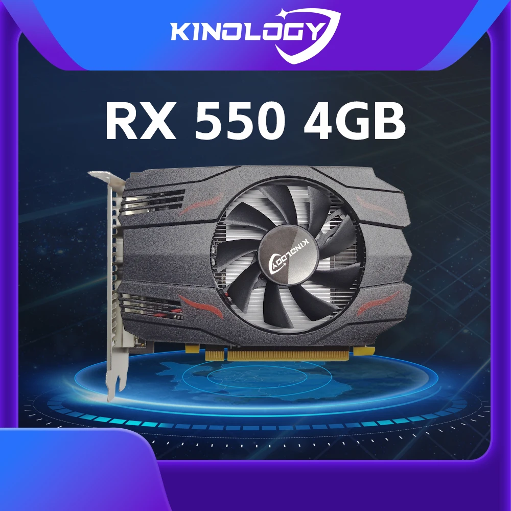 

Видеокарта Kinology AMD RX 550 4 ГБ GDDR5 128Bit DVI HDMI DP PCI-E 3,0 Radeon GPU Rx 550 игровая видеокарта