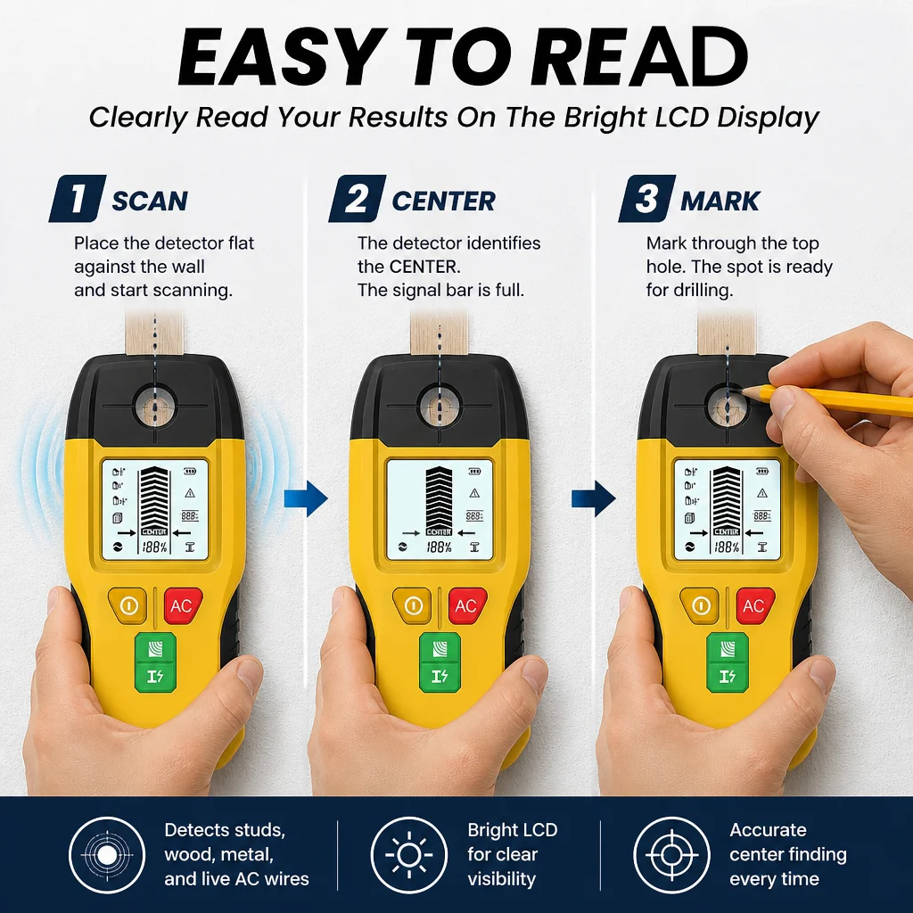 New Stud Finder Wall Scanner D - Wall Scanner Rebar Detector 评论和价格