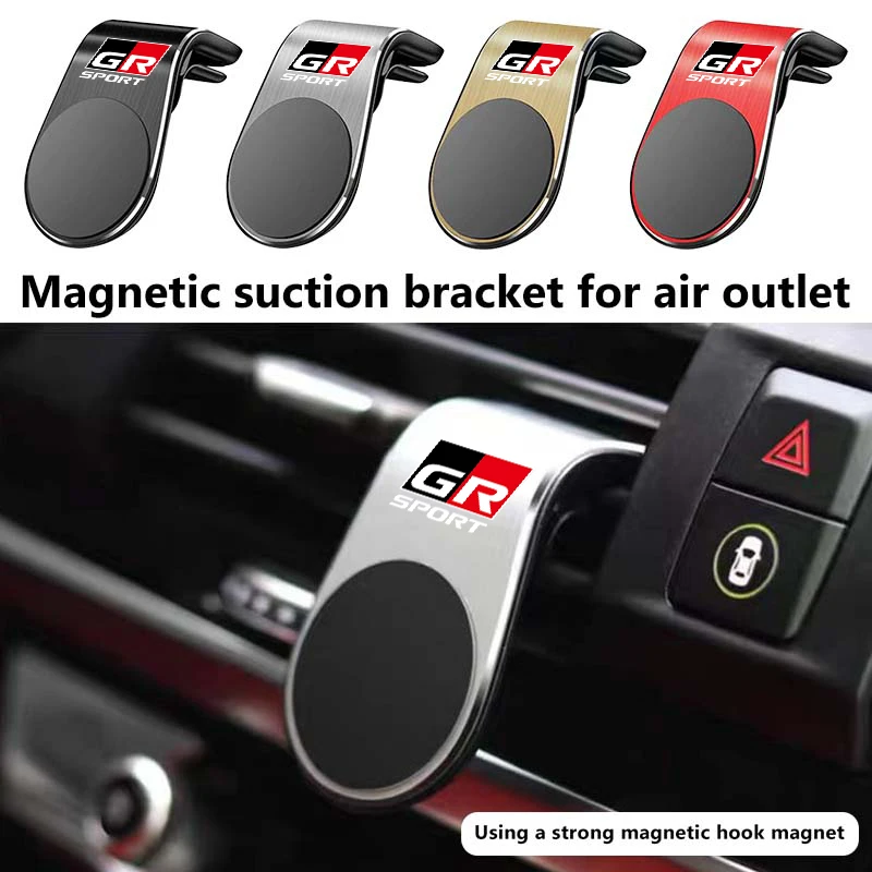 Magnetic Car Logo Phone Holder Air Vent Clip Mount GPS Stand For Toyota Crown Corolla YARIS L Auris C-HR Hilux Vios Rav4 Prius