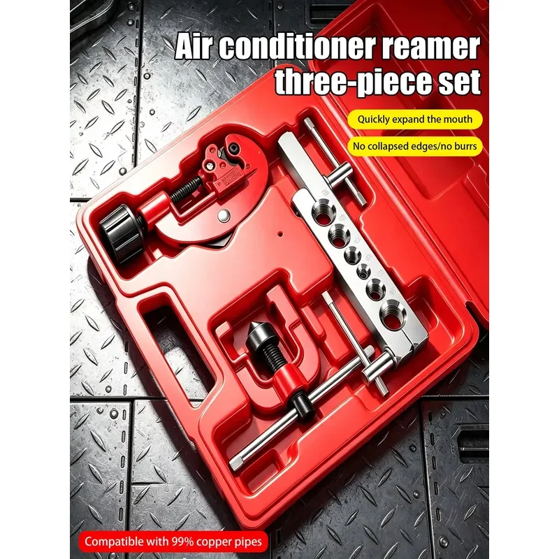 For 3Pcs Tube Flaring Tool Set Copper Pipe Expander Universal Motorcycle Auto AC Fridge Repair Hand Tools Kit
