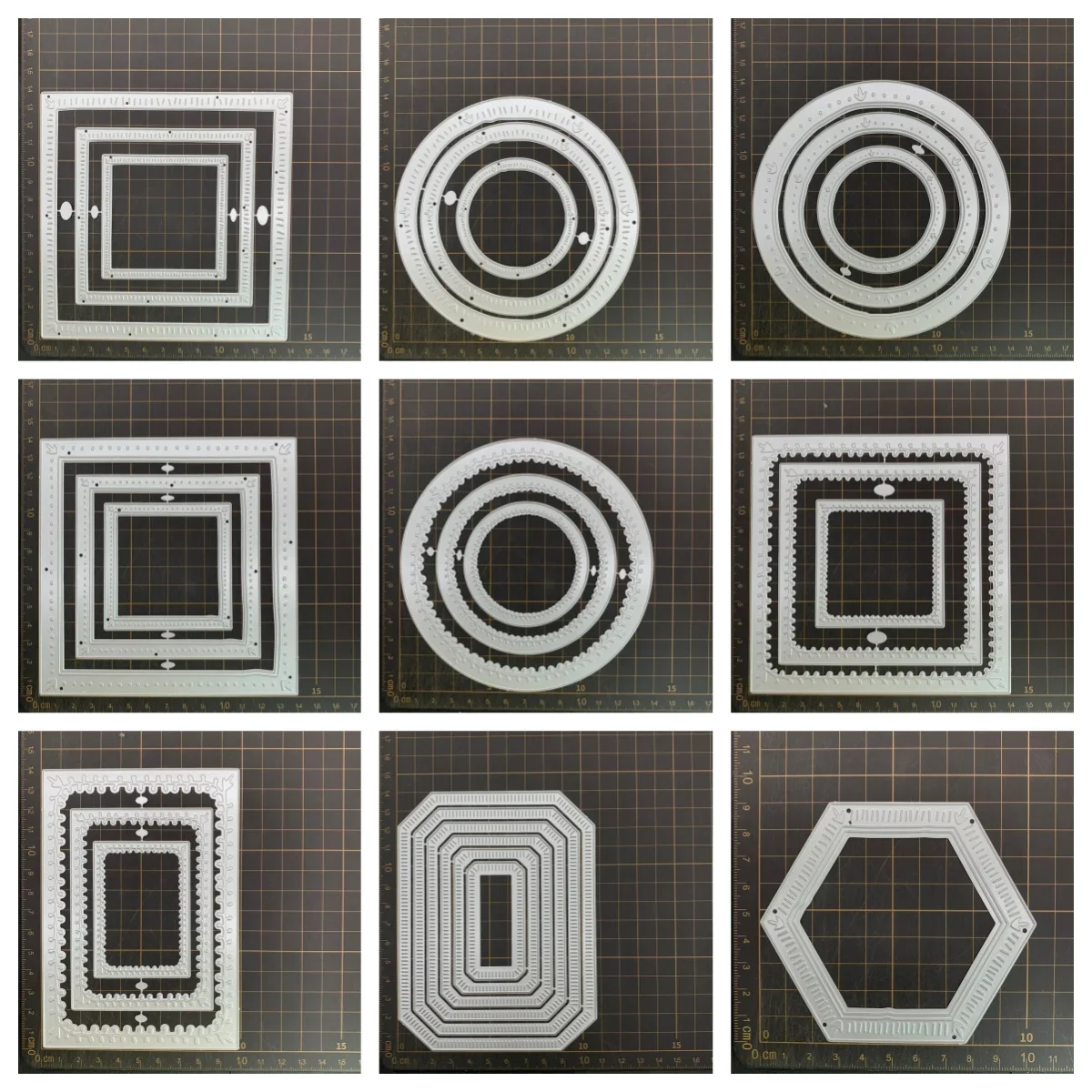 Nesting Frame Metal Cutting Dies Lace Border Square Round Hexagon Dies for Scrapbook Cardmaking Handmade Embellishment