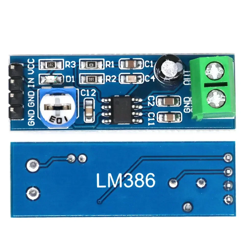LM386 200x Gain Mono Power Amplifier Board - Compact 5V-12V Input Audio Module for Portable Speakers & Signal Boosting