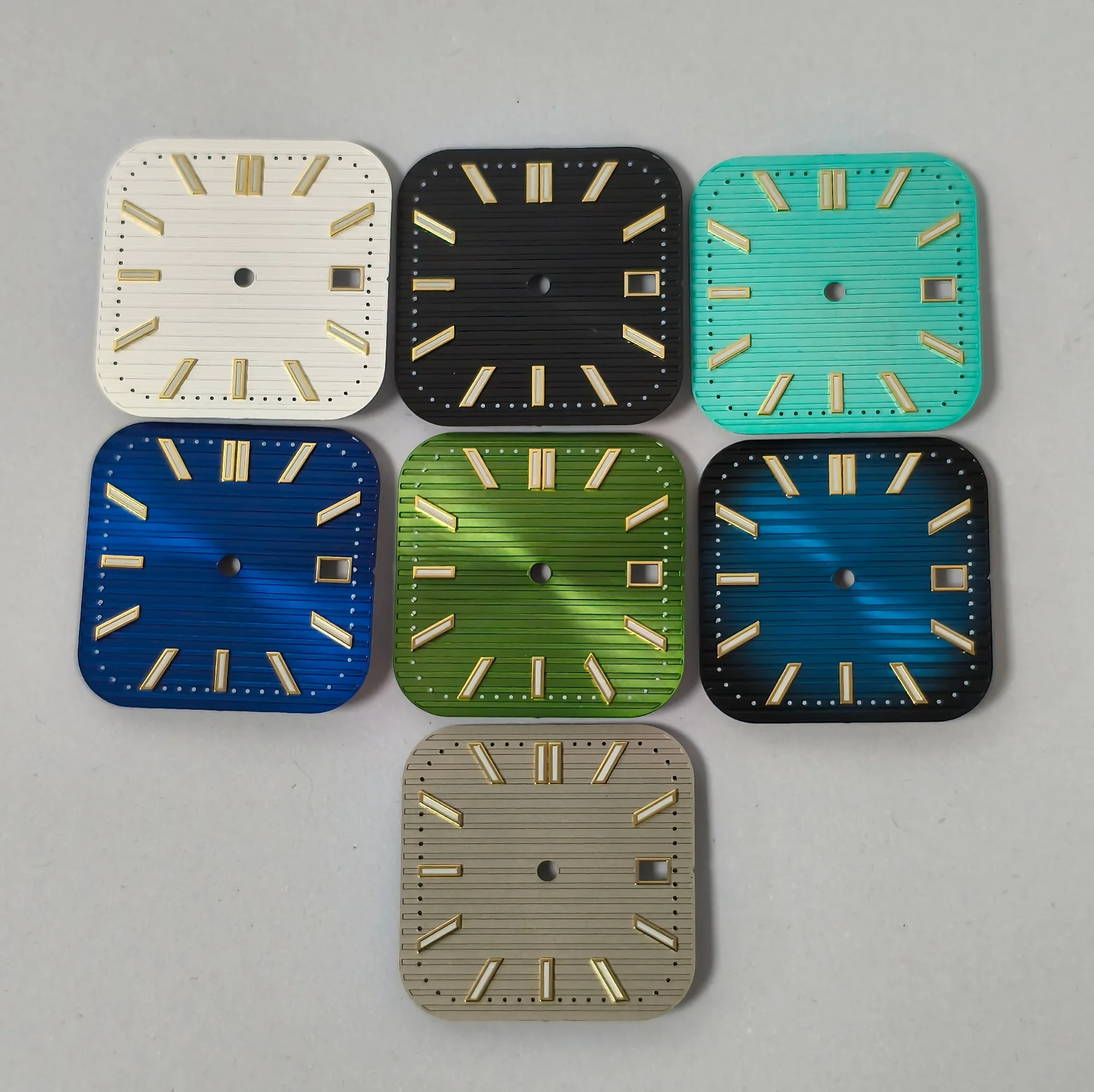 29.5MM square gold stud dial + hands green luminescent for NH35/NH36 movement Custom LOGO watch modification & repair part OEM