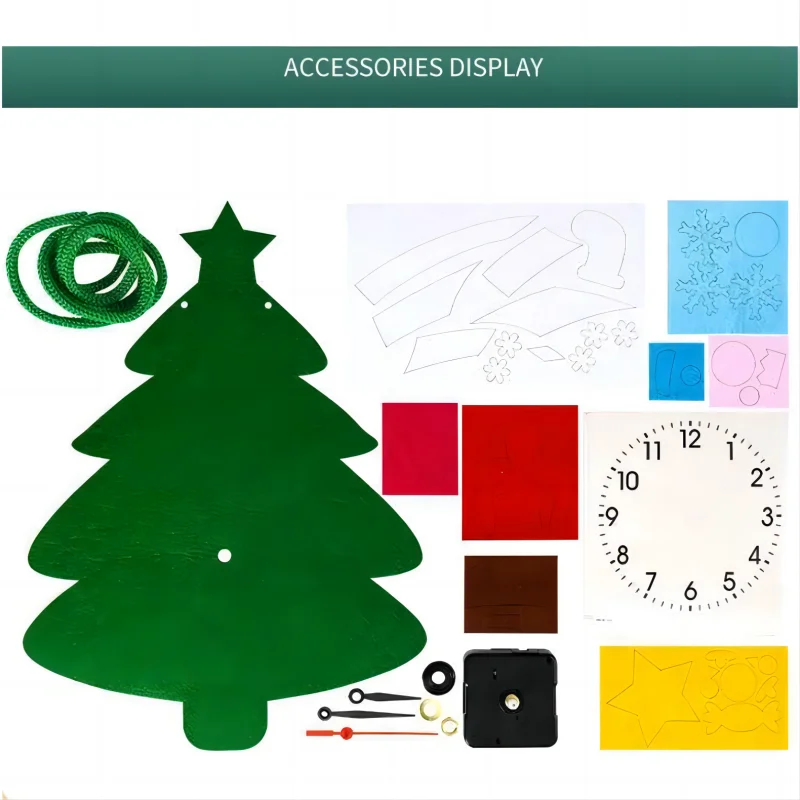 Christmas DIY wall clock, home ornaments, parent-child activity props, children\'s gifts, non-woven material handmade props